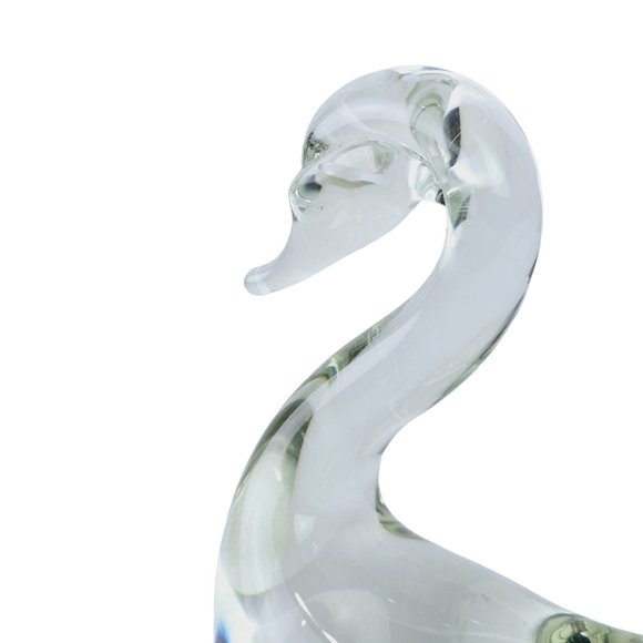 Vintage Hand Blown Glass 4.5" Tall Clear Glass Swan, Low Bubble - Picture 3 of 7